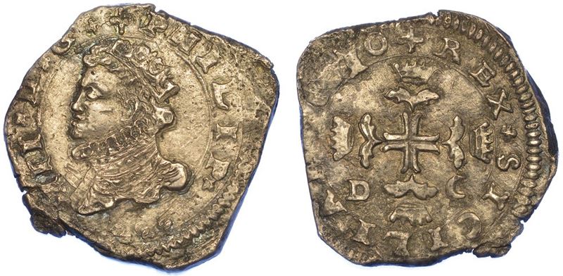 MESSINA. FILIPPO III DI SPAGNA, 1598-1621. 3 tarì 1610.  - Asta Numismatica - I - Cambi Casa d'Aste