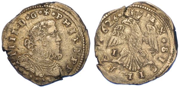 MESSINA. FILIPPO IV DI SPAGNA, 1621-1665. 4 tarì 1626.