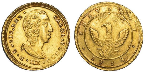 PALERMO. CARLO DI BORBONE, 1734-1759. Oncia 1734.