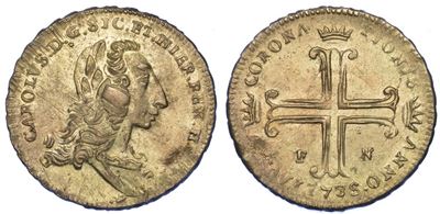 Palermo. Carlo di Borbone, 1734-1759. 3 Tarì 1735.