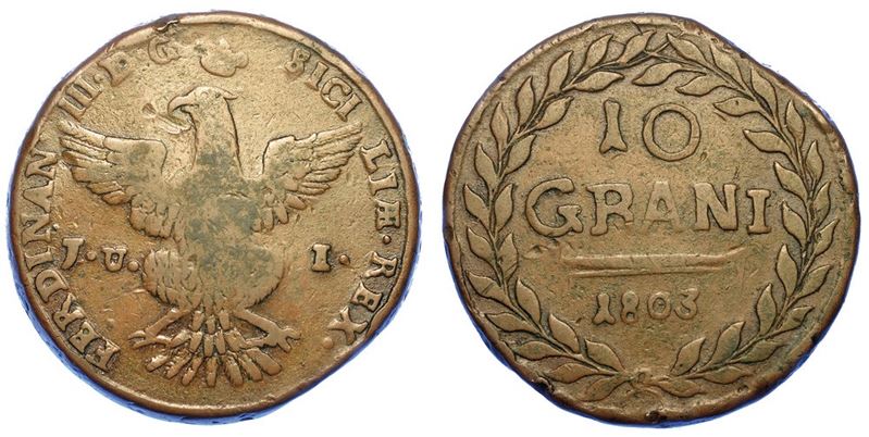 PALERMO. FERDINANDO III DI BORBONE, 1759-1816. 10 Grani 1803.  - Asta Numismatica - I - Cambi Casa d'Aste