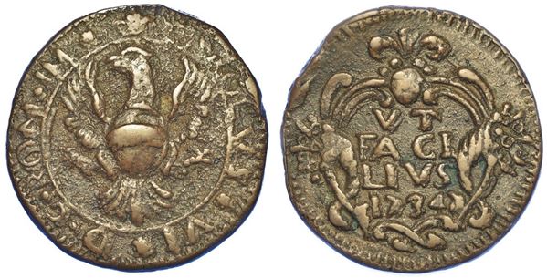 SIRACUSA. ASSEDIO SPAGNOLO 1734-1735. Baiocco o 2 Grani 1734.