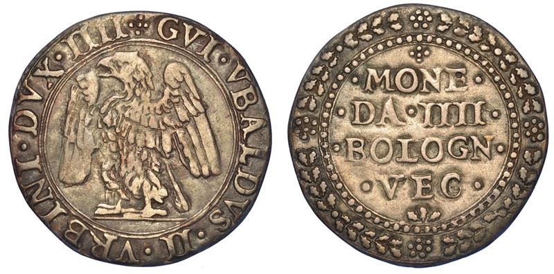 URBINO. GUIDOBALDO II DELLA ROVERE, 1538-1574. Da 4 bolognini vecchi.  - Asta Numismatica - I - Cambi Casa d'Aste