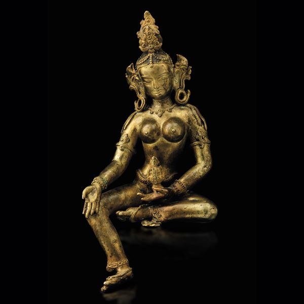 Figura di Tara in bronzo dorato, Nepal, XVIII secolo