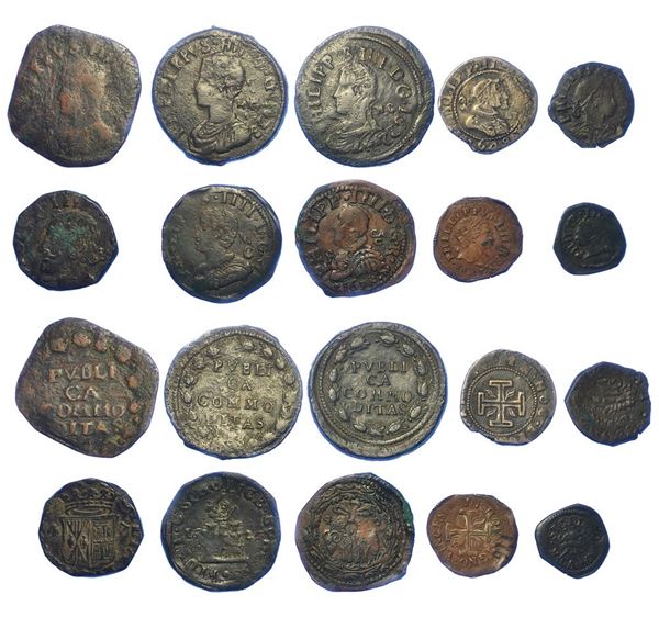 NAPOLI - FILIPPO IV D'ASBURGO, 1621-1665. Lotto di dieci monete.
