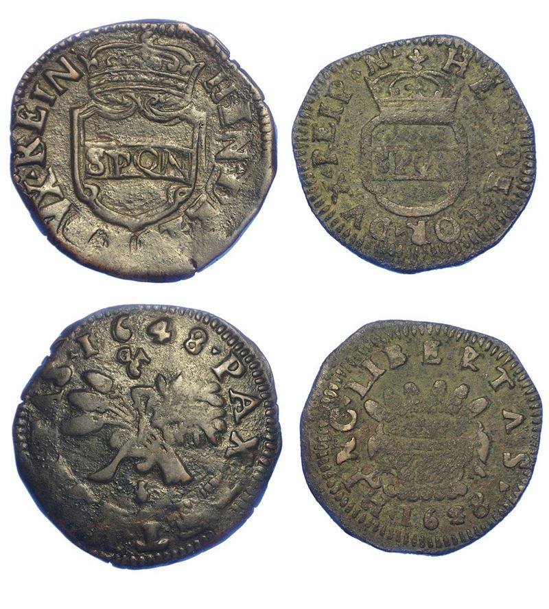 NAPOLI - REPUBBLICA NAPOLETANA, 1647-1648. Lotto di due monete.  - Asta Numismatica - I - Cambi Casa d'Aste