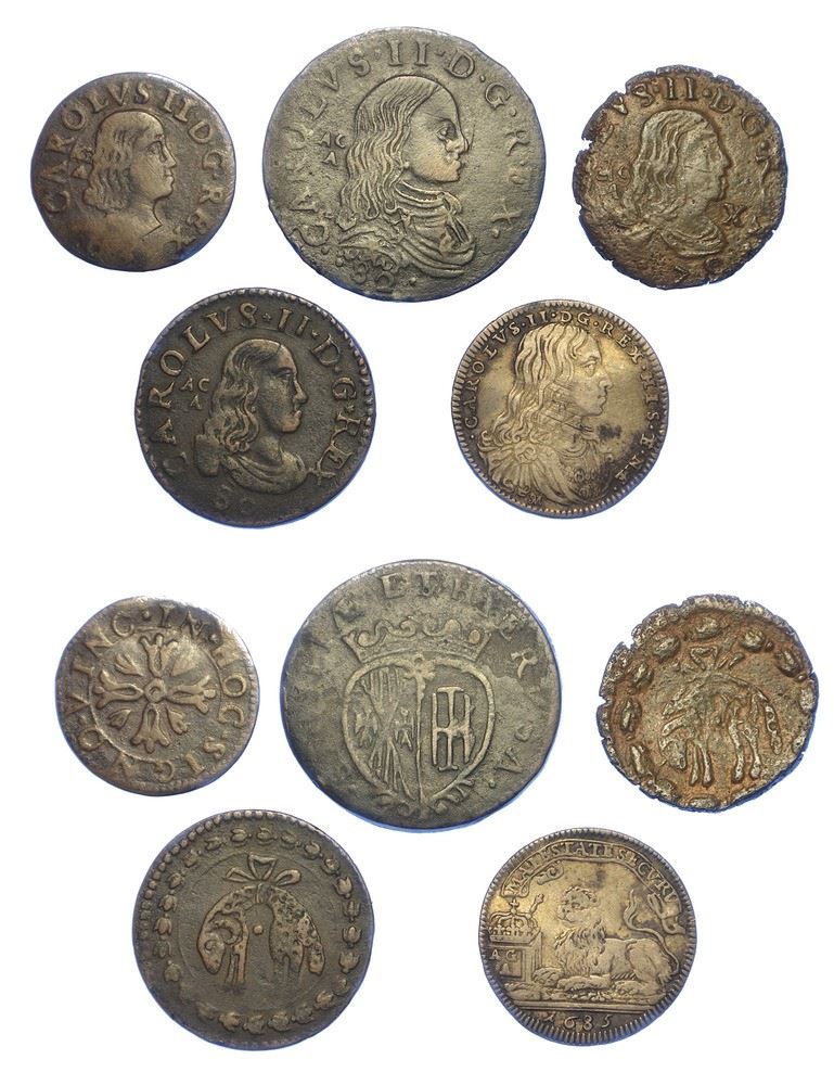 NAPOLI - CARLO II DI SPAGNA, 1674-1700. Lotto di cinque monete.  - Asta Numismatica - I - Cambi Casa d'Aste