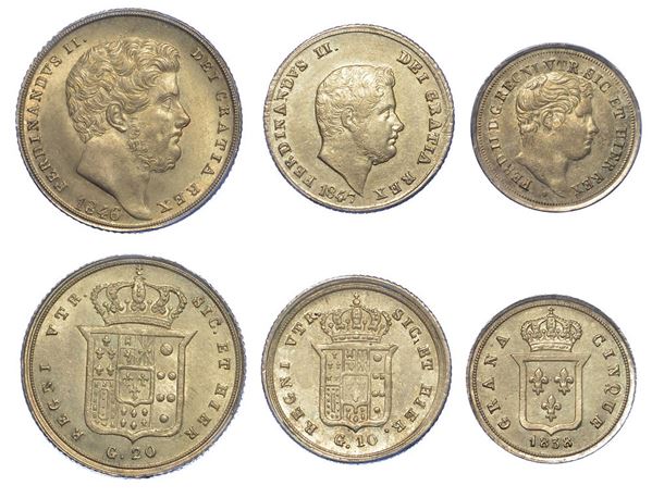 NAPOLI - FERDINANDO II DI BORBONE, 1830-1859 Lotto di tre monete.