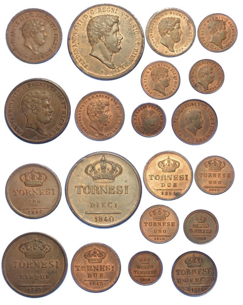 NAPOLI - FERDINANDO II DI BORBONE, 1830-1859. Lotto di dieci monete.  - Auction Numismatics - I - Cambi Casa d'Aste