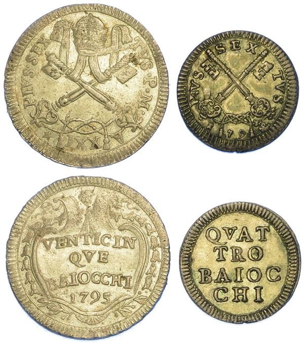 ROMA - PIO VI, 1775-1799. Lotto di due monete.