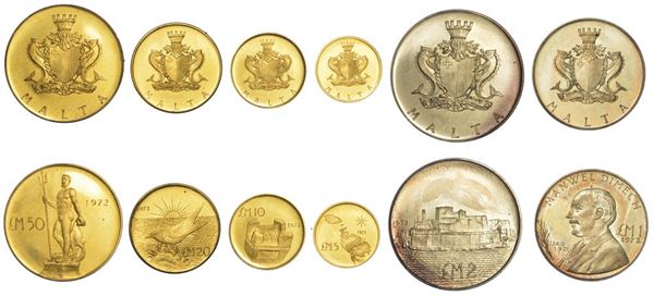 MALTA - 1972. Lotto di sei monete.