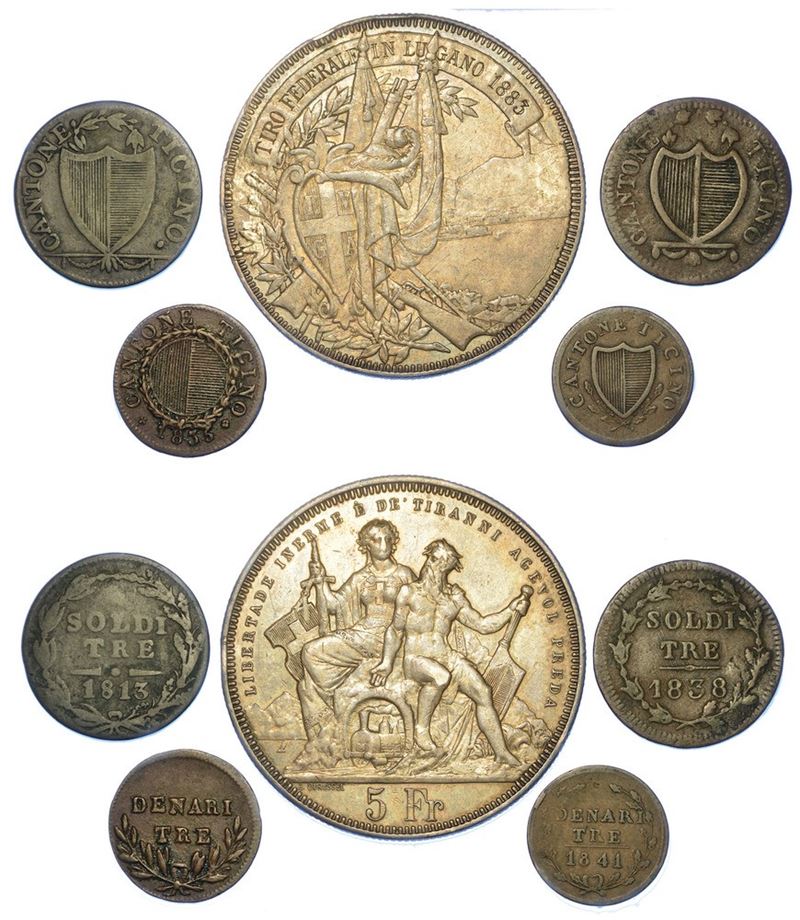 SVIZZERA - TICINO. Lotto di cinque monete.  - Asta Numismatica - I - Cambi Casa d'Aste