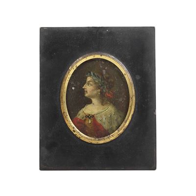 XIX secolo, Miniatura raffigurante re, olio su rame