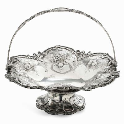 Cestino. Londra, 1864. Argentiere E.j. Barnardetichetta Cartacea "collezione Bulgari Roma"