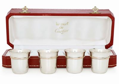 Set Comprendente Quattro Bicchieri da Viaggio e Glacette. Maison Cartier "collezione Trinity" Par...