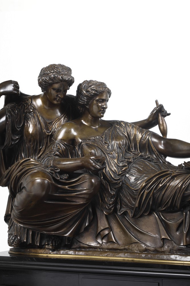 Orologio da Appoggio in Bronzo e Legno Ebanizzato. XIX Secolo