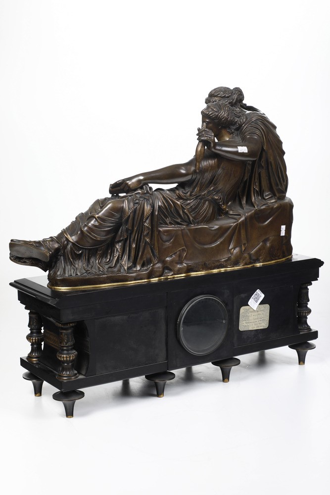Orologio da Appoggio in Bronzo e Legno Ebanizzato. XIX Secolo