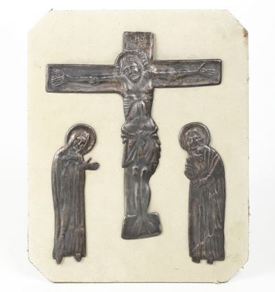 Crocifissione con Santi, argenteria italiana del XX secolo