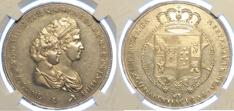 FIRENZE. CARLO LUDOVICO DI BORBONE, 1803-1807. Mezza Dena 1804.  - Asta Numismatica - I - Cambi Casa d'Aste