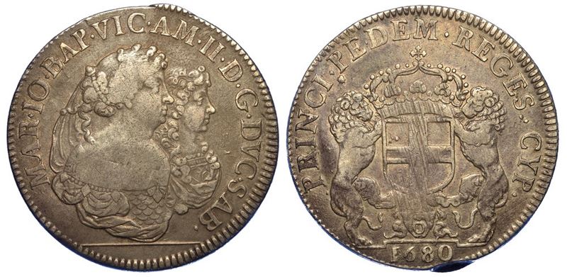 DUCATO DI SAVOIA. VITTORIO AMEDEO II DI SAVOIA. REGGENZA DELLA MADRE MARIA GIOVANNA BATTISTA, 1675-1680. Scudo bianco 1680. Torino.  - Asta Numismatica - II - Cambi Casa d'Aste