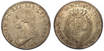 Regno di Sardegna. Vittorio Amedeo III di Savoia, 1773-1796. Mezzo Scudo da 3 Lire 1789. Torino