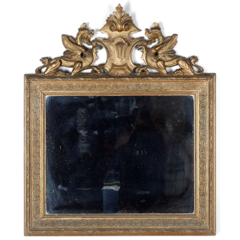 Specchiera in legno intagliato e dorato. XX secolo  - Asta Antiquariato e dipinti - Cambi Casa d'Aste