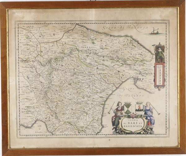 Joan Blaeu.   Terra di Bari et Basilicata, Editore: Amsterdam, 1644