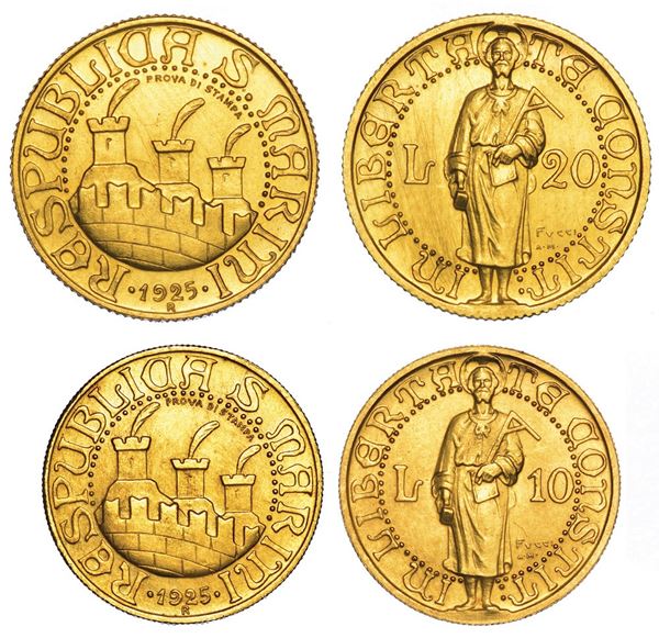 SAN MARINO - REPUBBLICA, 1864-1938. Lotto di due monete.