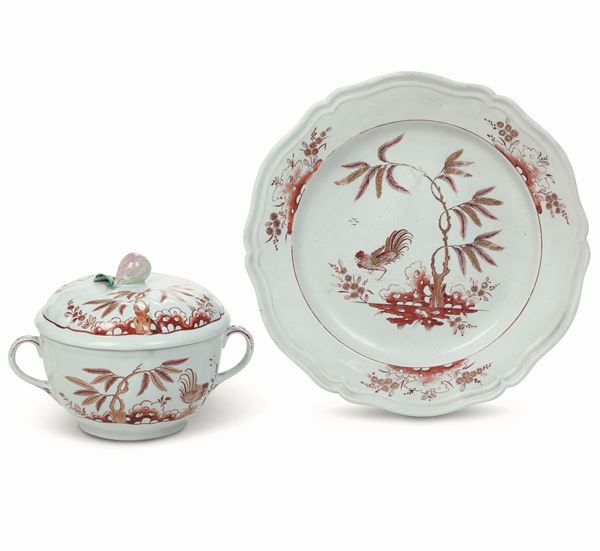 Una tazza da brodo e un piatto Doccia, Manifattura Ginori, 1760-1780 circa 