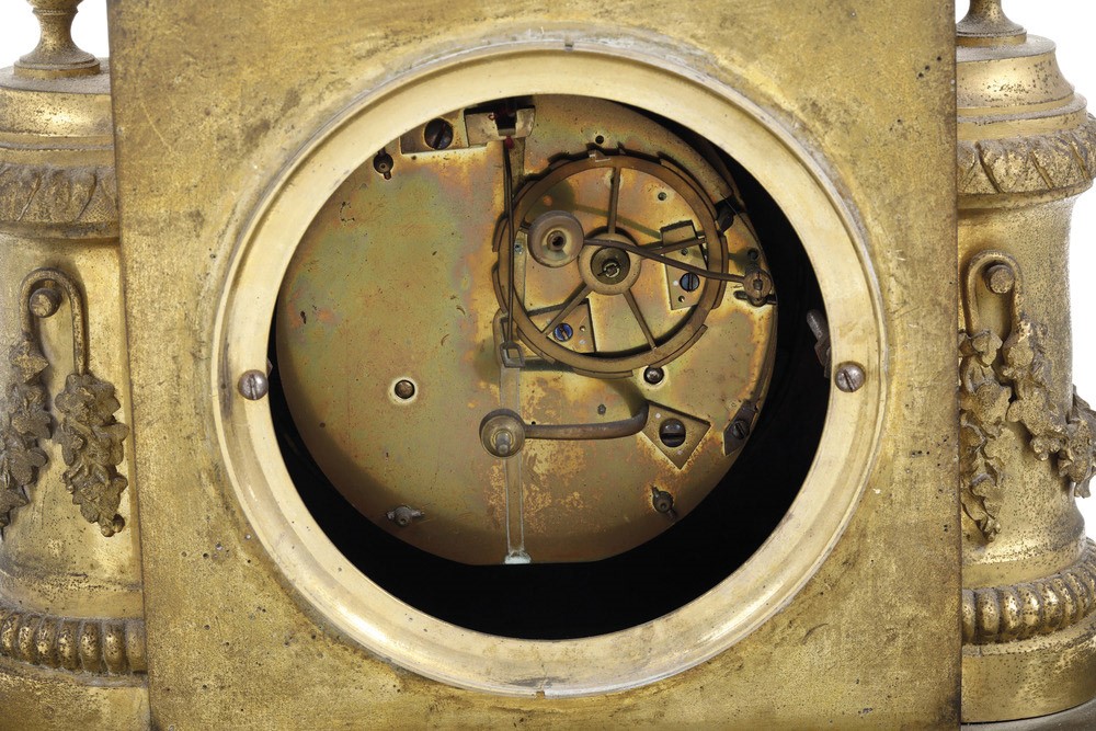 Pendola da Tavolo in Bronzo Dorato. Francia XIX Secolo