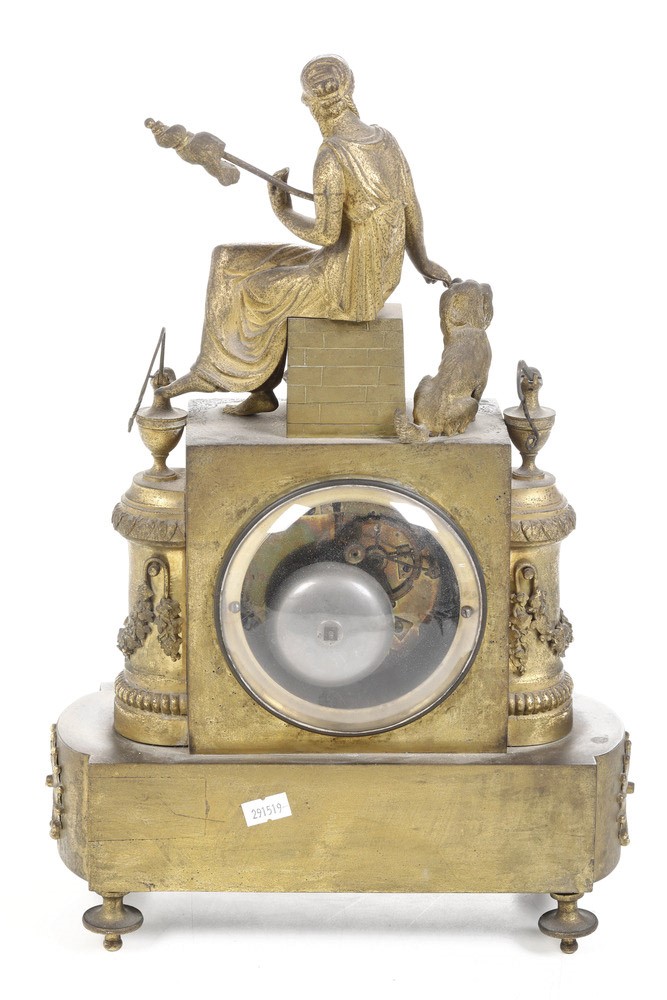 Pendola da Tavolo in Bronzo Dorato. Francia XIX Secolo