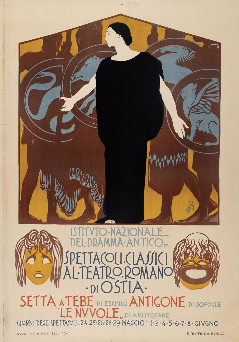 Duilio Cambellotti : Spettacoli Classici al Teatro Romano di Ostia  - Auction Vintage Posters - Cambi Casa d'Aste
