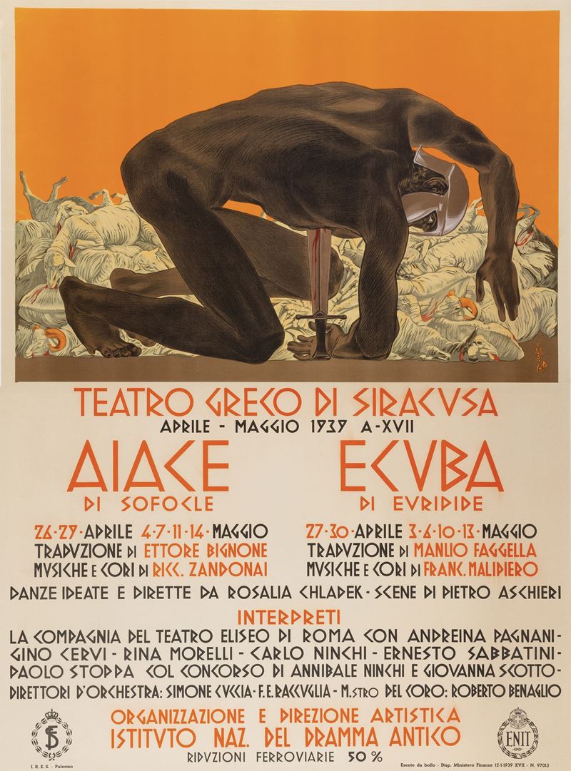 Duilio Cambellotti : Teatro Greco di Siracura 1939 - ENIT  - Auction Vintage Posters - Cambi Casa d'Aste