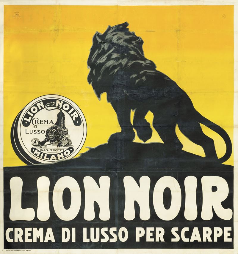 Plinio Codognato : Lion Noir - Crema di lusso per scarpe  - Asta Manifesti d'Epoca - Cambi Casa d'Aste