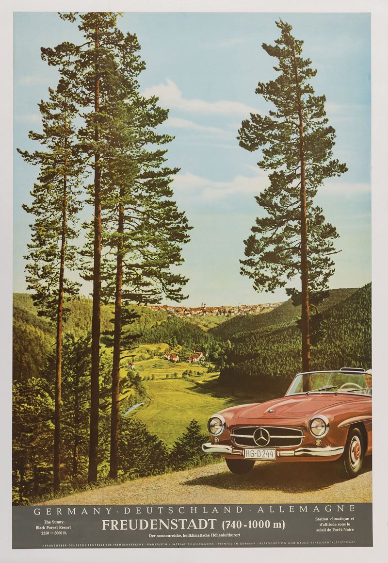 Anonimo : Freudenstadt, Germany (Mercedes cabriolet)  - Auction Vintage Posters - Cambi Casa d'Aste