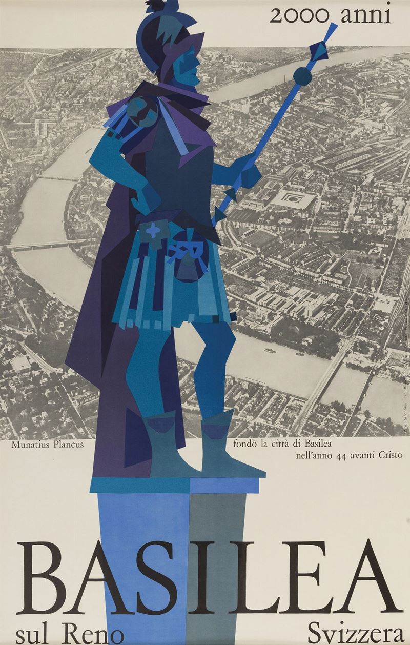 Anonimo : Basilea sul Reno - Svizzera  - Asta Manifesti d'Epoca - Cambi Casa d'Aste