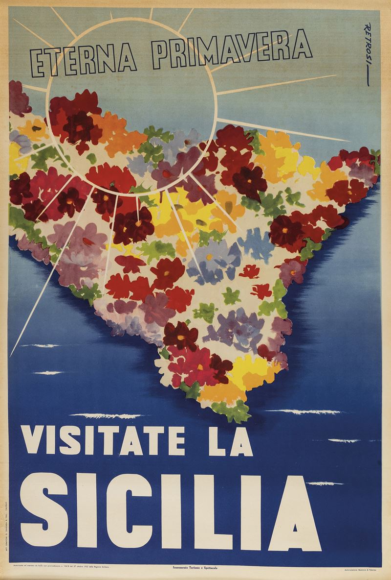 Virgilio Retrosi : Visitate la Sicilia  - Asta Manifesti d'Epoca - Cambi Casa d'Aste