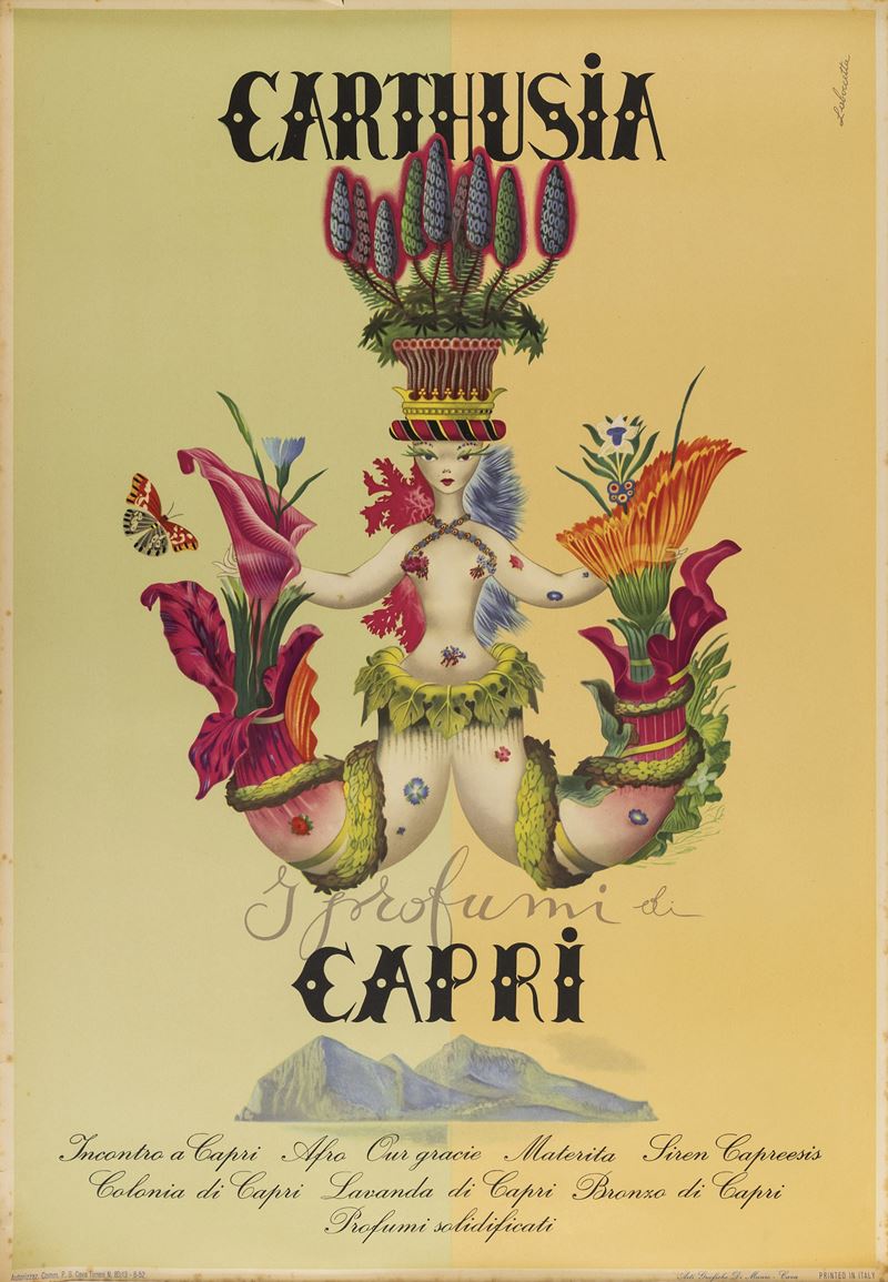 Mario Laboccetta : Profumi Carthusia - Capri  - Auction Vintage Posters - Cambi Casa d'Aste