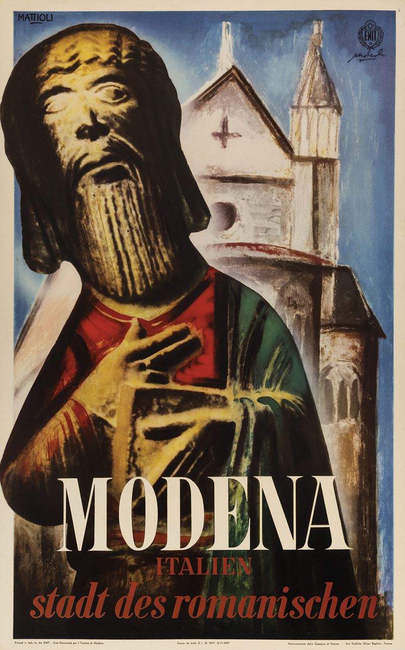 Carlo Mattioli : Modena - ENIT  - Auction Vintage Posters - Cambi Casa d'Aste