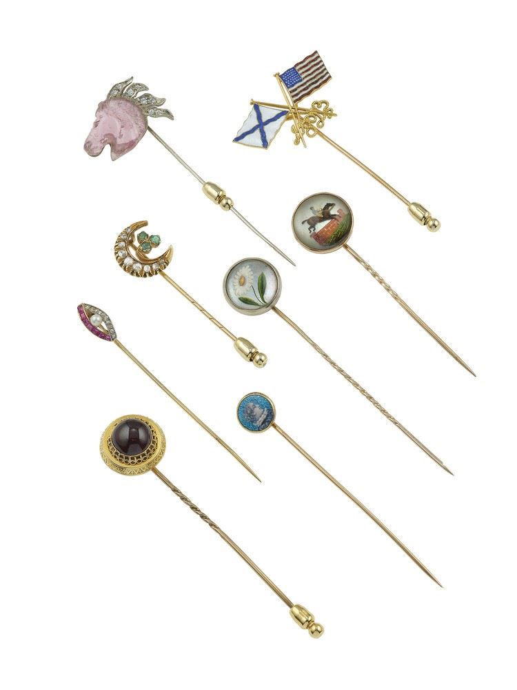 Group of eight stickpins  - Auction Fine Jewels - Cambi Casa d'Aste