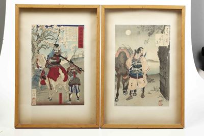 Giappone periodo Meiji, Due xilografie con cavalieri