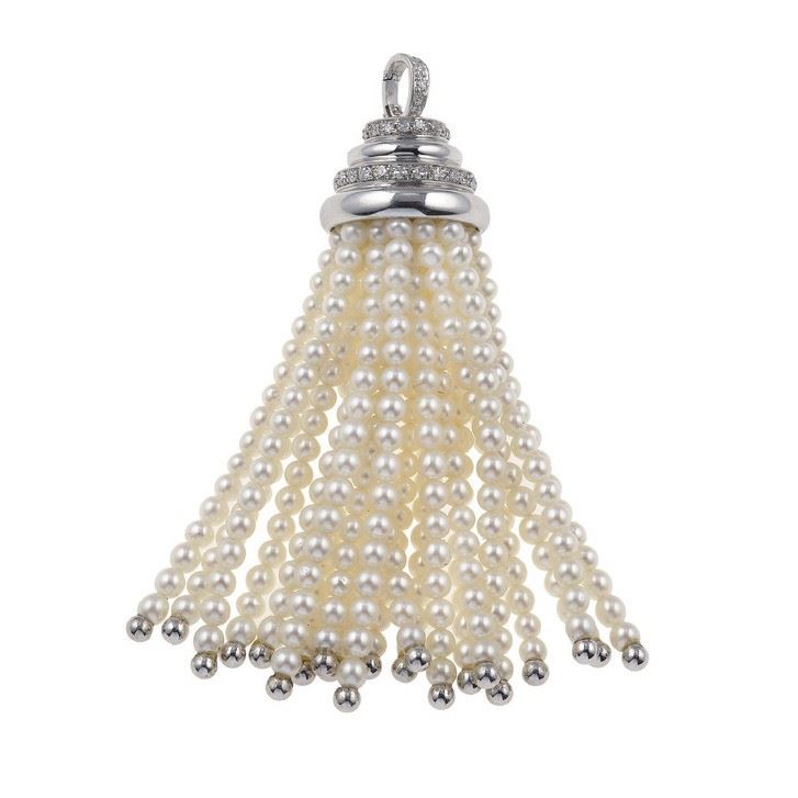 Gold, diamond and cultured pearl pendant  - Auction Jewels - Cambi Casa d'Aste