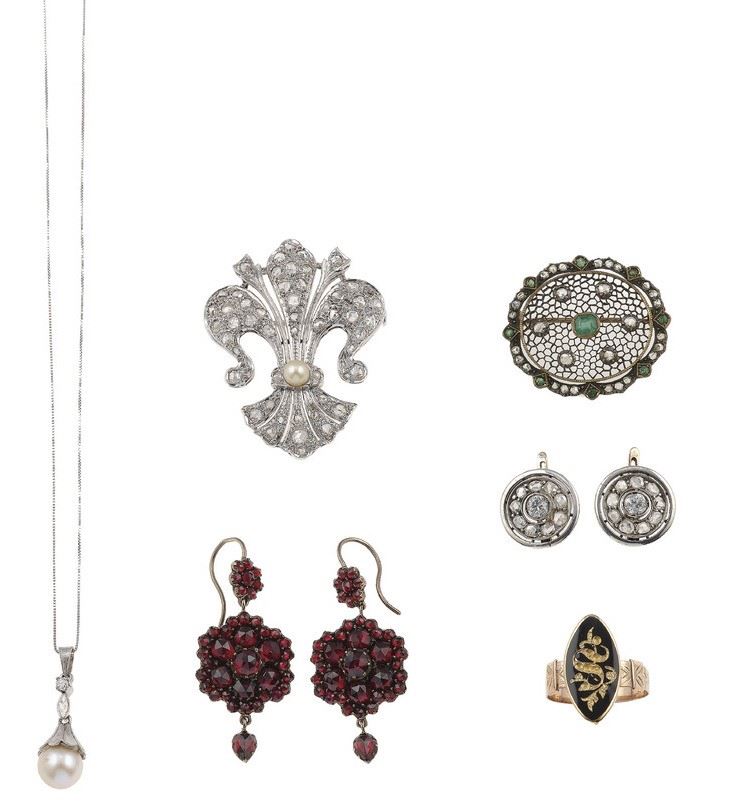 Group of gold and gem set jewels  - Auction Jewels - Cambi Casa d'Aste