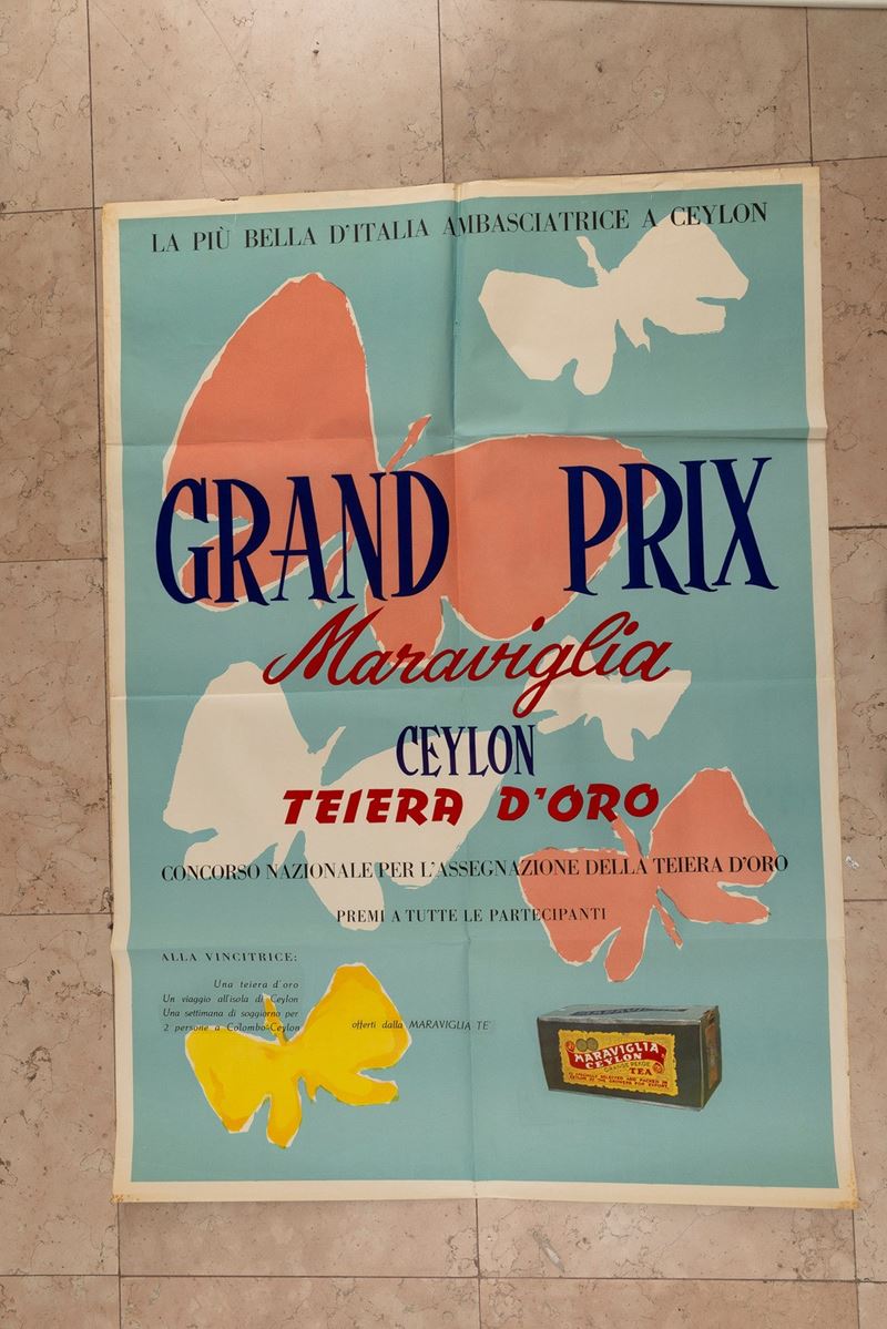 Anonimo : Grand Prix - Ceylon. Teiera d’oro  - Auction POP Culture and Vintage Posters - Cambi Casa d'Aste