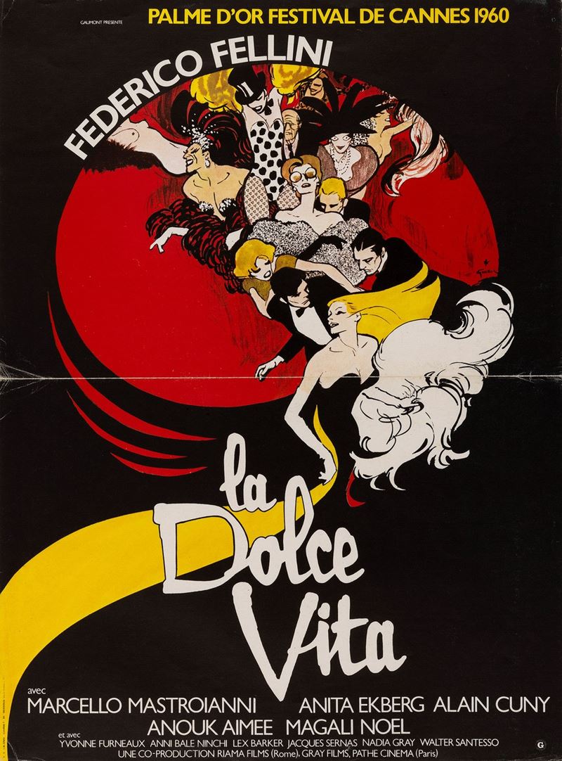 Gruau Ren&#232; : la Dolce Vita - Federico Fellini  - Asta Pop Culture e Manifesti - Cambi Casa d'Aste