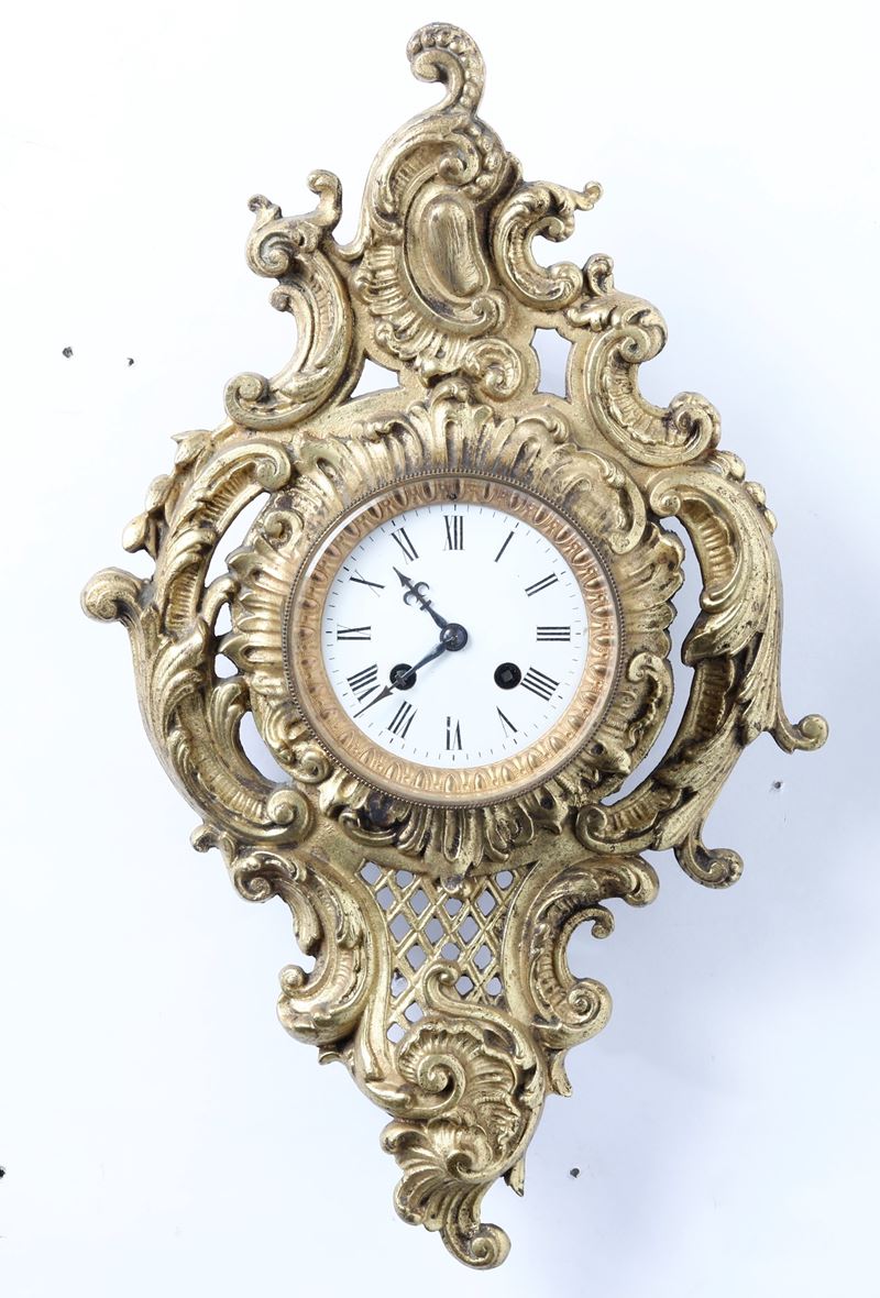 Pendola Cartel da parete in bronzo, Francia XIX-XX secolo  - Auction Pendulum and clocks - Cambi Casa d'Aste