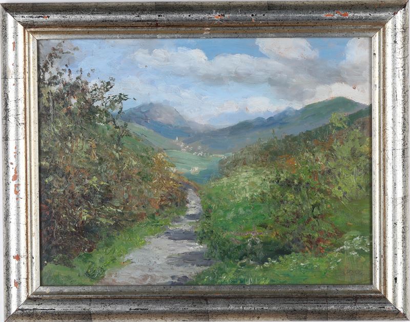 Pittore del XX secolo Paesaggio campestre  - olio su tavola - Auction Painting of the XIX-XX century - Cambi Casa d'Aste