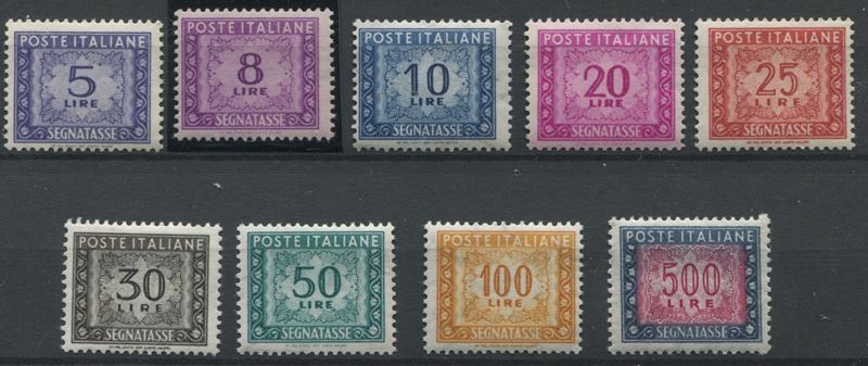 1955-81, Repubblica italiana, Segnatasse, serie cpl. (S.2313 e 120)  - Auction Postal History and Philately - Cambi Casa d'Aste