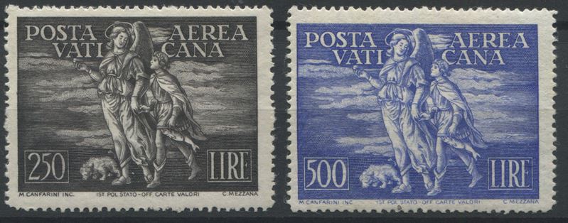 1948, Vaticano, Posta aerea, serie "Arcangelo e Tobiolo" (S.502)  - Auction Postal History and Philately - Cambi Casa d'Aste