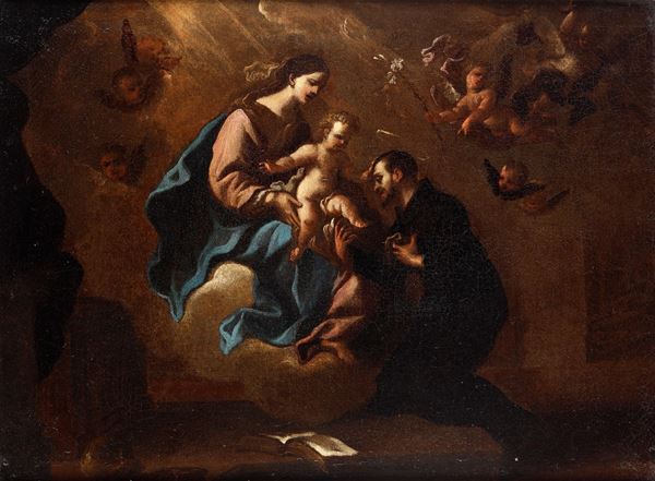 Scuola genovese del XVIII secolo Madonna con Bambino e S. Antonio da Padova